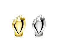 Flame Gold Grillz, Smooth Surface Little Tiger Tooth , Personalized , Versatile Accessories for Rap and Hip - hop(Gold,Set solid flame)