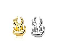 Flame Gold Grillz, Smooth Surface Little Tiger Tooth , Personalized , Versatile Accessories for Rap and Hip - hop(Silver,Set Hollow flame)