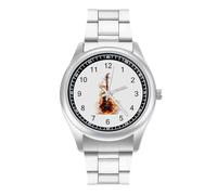 Flame Guitar Burning Quartz Watch Stainless Steel Wrist Watches for Men Women Easy to Read