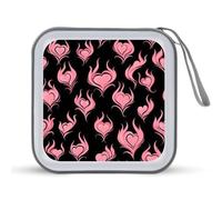 Flame Hearts Portable CD Case Holder 48 Capacity Travel DVD Storage Boxs Wallet Bag
