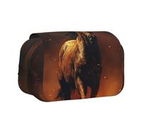 Flame Horse Pencil Case Multi- Slot Pencil Pouch Big Capacity Pencil Bag Portable Makeup Bag for Men Women