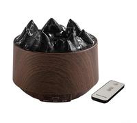 Flame Humidifier With Remote Control, Realistic Fire Effect Aroma Diffuser With 7 Color Lights, 300ml Wood Grain Mist Maker For Bedroom Living Room Office, Shallow Wood Grain(Deep wood grain)
