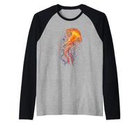 Flame Jellyfish Ocean Life Marine Biology Wildlife Art Raglan Baseball Tee
