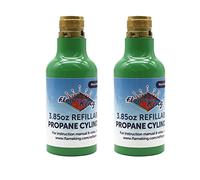 Flame King 1/4-lb Empty Refillable Propane Cylinder Tanks - Reusable & Transportable - Safe and Legal Refill Option - UL1769 Listed Valve, Green, 3.85 oz (2-Pack)
