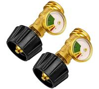 Flame King Propane Tank Gauge Level Indicator, Gas Pressure Meter, Color Coded & Glows in The Dark, Universal for All Cylinders, Solid Brass (2-Pack)