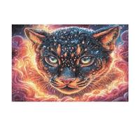 Flame Leopard 1000 Piece Jigsaw Puzzle for All Ages Animal Pet Idea Spooky Fun High Resolution Print Home Decor Stress Relief 1000 PCS