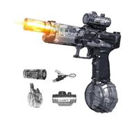 Flame Light Fully Automatic Water Gun, Electric Water Gun with Muzzle Flash, Large Capacity High Powered Squirt Electric Water Guns, Electric Water Guns, Automatic Long Range Water Pistol (Black)