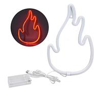 Flame Neon Light Waterproof Fire Shaped Hanging LED Neon Light for Home Decoration (red light)