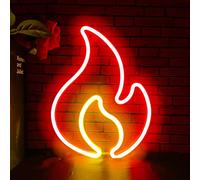 Flame Neon Sign, Flame Led Light Sign for Wall Decor, Hanging Flames Shaped Light, USB or Battery Powered Fire Neon Sign for Kids Boys Room, Party, Bar, Birthday Decorations Red + Yellow