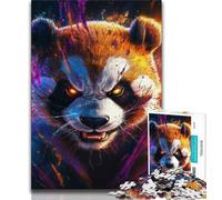 Flame Panda Jigsaw Puzzles for Teenagers,for Educational Game Challenge Toy for Is Ideal As A Gift for The Whole Family (38x26cm)