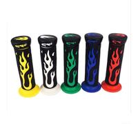 Flame Pattern Motorcycle Handlebar Grips, Soft Rubber Material for Non Slip Control, Fits 7/8 inch Left and 1 inch Right Grips, Replacement for Various Motorcycle and ATV Models (Yellow-Black)