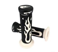 Flame Pattern Motorcycle Handlebar Grips, Soft Rubber Material for Non Slip Control, Fits 7/8 inch Left and 1 inch Right Grips, Replacement for Various Motorcycle and ATV Models (White-Black)