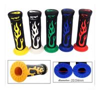 Flame Pattern Rubber Motorcycle Handlebar Grips, 7/8 Inch 22mm Non-Slip Replacement Grips for Honda CBR VFR XR Models, Blue-Black(White-Black)