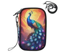 Flame Peacock Pattern RFID Blocking Family Passport Holder, Waterproof Travel Document Organizer Wallet for Women Men, Credit Card Case Travel Essentials