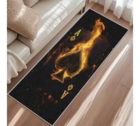 Flame Playing Card Runner Rugs 80x250, Washable Modern Pattern Rug for Hallway 60x120, Non Slip Long Carpet Runners for Living Room Bedroom Kitchen Entryway Home Decor zs9Z340A