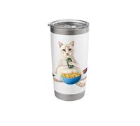Flame Point Siamese - White cat with a soda and Snacks Stainless Steel Insulated Tumbler