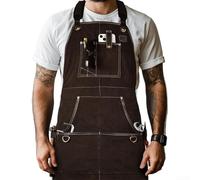 Flame Resistant Apron Double-Sided Fleece Welding Bib for Carpentry Auto Repair - Adjustable Cross Back Straps Tool Pockets Heavy Duty Workwear 24x36 Inch(coffee)