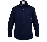 Flame Resistant FR Shirt - 100% C - Light Weight, Navy Blue, Large