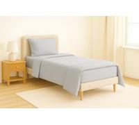 Flame Retardant Bed Linen Single Duvet Cover - Envelope End (Silver), certified to BS7175 Ignition Source 5+7, also known as Crib 7 or FR Source 7.