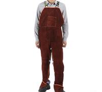 Flame Retardant Cow Leather Welding Overalls Safety(Brown)