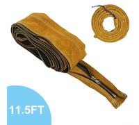 Flame-Retardant Cowhide Welding Cable Cover for TIG/MIG Torch Hoses, 10.5 cm Wide × 11.5/25 ft, Heavy-Duty Leather Sheath with Zipper, Industrial Use(3.5M)