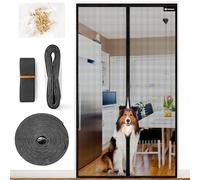 Flame Retardant Fly Screen Balcony Door Magnetic Glass Fibre Material 105 x 210 cm Stronger Magnets Fly Screen Door, Fly Screen Doors No Drilling, Insect Screen for Balcony Door/Patio Door, Black