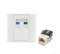 Flame Retardant Network Information Panel Single And Dual Port With 90 Degree Cat6a Module High Temperature Resistant For Indoor Computer Phone Network Connections Easy Installatio(B)