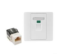 Flame Retardant Network Information Panel Single And Dual Port With 90 Degree Cat6a Module High Temperature Resistant For Indoor Computer Phone Network Connections Easy Installatio(A)