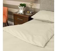 Flame Retardant Plain Design Polyester Duvet Cover, Durable, Wrinkle-Resistant, 144 Thread Count, Ideal For Use In Hotels & Care Homes, Cream - Double Size 198 x 198cm