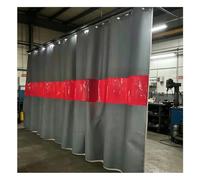 Flame Retardant Welding Curtain - 2 to 10m Wall Divider Screen with Red View Window & Grommet for Warehouse and Car Repair (8.5X3 M)
