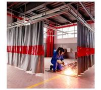 Flame Retardant Welding Screen with Viewing Window, Industrial Curtain, Silicone Coated, Garage Divider, Fire Resistant Panels