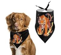Flame Roaring Tiger Dog Bandana Puppy Cat Scarfs Bibs Washable Triangle Kerchief Pet Gifts