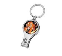 Flame Roaring Tiger Nail Clippers Sharp Sturdy Fingernail Cutters with Bottle Opener Keychain
