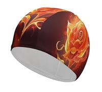 Flame Rose Bathing Cap High Elasticity Swimming Caps Fit Both Long Hair Short Hair Comfortable Large Shower Cap for Drag Reduction and Hair Protection