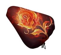 Flame Rose Bike Seat Cover Water-Repellent Exercise Bike Seat Cushion Bicycle Saddle Cover with Drawstring Rain Snow Dust Covers for City Mountain Road Biking