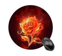 Flame Rose Mousepad Round Anti-Slip Waterproof Rubber Base Mice Mat Cute Mousepad for Work Office Home Gaming Laptop Men Women Small Size 7.8 X 7.8 Inches