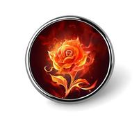 Flame Rose Round Badge Personalized Metal Lapel Pin Badges Fit Clothing Bags Hat Humorous Printed Brooch Badge Party Decorations Accessories for Men Women
