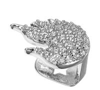 Flame Shaped Single Tooth Grill Silver Copper Rhinestone