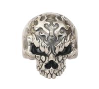 Flame Skull 925 Sterling SilverRing Mens Biker Punk Jewelry TA426A 3 Models UK Size N½~Z6 (Model M, UK Z(68.5mm))