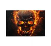 Flame skull burning skull Jigsaw Puzzles for Adults 1000 Piece Challenge Toy 1000 Pieces Educational Game Puzzles for Adults Kids