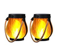 Flame Solar Lights Outdoor, Outdoor Solar Lanterns, Flickering Solars Lights, Hanging Solars Lights, Double Lights Modes-Dancing Flame & Warm Lights, Ipx4 Waterproof, Portable & Hanging (2pcs)