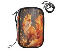 Flame Spirit Fox Pattern RFID Blocking Family Passport Holder, Waterproof Travel Document Organizer Wallet for Women Men, Credit Card Case Travel Essentials
