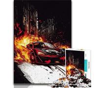 Flame Sports Car 1000 Pieces Jigsaw Puzzle for Adults& Teens,Toys Educational Games Stress Relieving Suitable for Desktop Decoration (38x26cm)