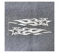 Flame Star Motorcycle Car Sticker Fuel Tank Helmet Reflective Waterproof Vinyl Decal(Silver)
