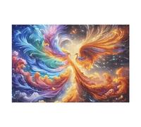 Flame Starry Colorful Phoenix 1000 Piece Jigsaw Puzzle for All Ages Animal Pet Valentines Day Gift Couple Activity Smooth Edges Home Decor Bonding Experience 1000 PCS