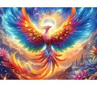 Flame Starry Colorful Phoenix 300 Piece Count Premium Jigsaw Puzzle Magical Cosmic Creatures For Adults Teens 14+ Concentration Training Indoor Game Family Game Night 300 PCS/40x28cm