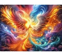 Flame Starry Colorful Phoenix 300 Piece Pack Classic Jigsaw Puzzle Animal Pet Couple Puzzle Partners Ultra Difficult Wall Decor Easter New Year Creativity & Gift Giving 300 PCS/40x28cm