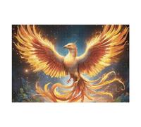 Flame Starry Golden Phoenix 1000 Piece Jigsaw Puzzle for Adults Wildlife Weekend Hobby Creative Challenge No Duplicate Pieces Ideal Retirement Gift 1000 PCS