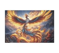 Flame Starry Golden Phoenix 1000 Piece Jigsaw Puzzle for All Ages Wildlife Idea Spooky Fun High Resolution Print Home Decor Stress Relief 1000 PCS