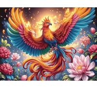 Flame Starry Red Phoenix 1000 Piece Premium Jigsaw Puzzle Wildlife For Men Educational Decompression Adults Anxiety Memory Care Mothers Valentines Premium Cardboard 1000 PCS/75x50cm